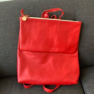 CLARE V. RARE cherry red Agnes backpack